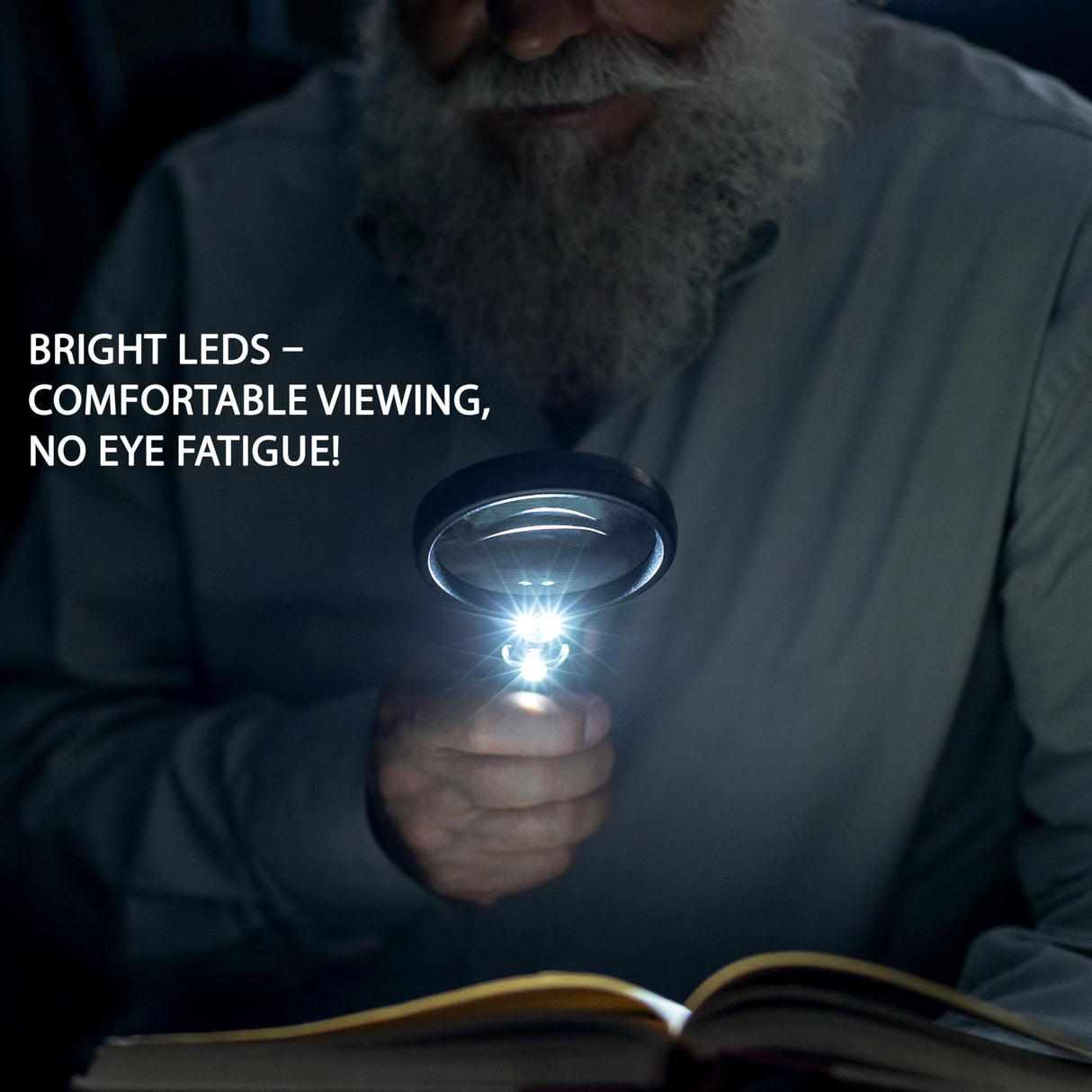 SeeZoom Lighted Magnifying Glass 3X 45x Magnifier Lens - Handheld Magnifying Glass with Light for Reading Small Prints, map, Coins and Jewelry - LED Seniors Magnifier for Close Work