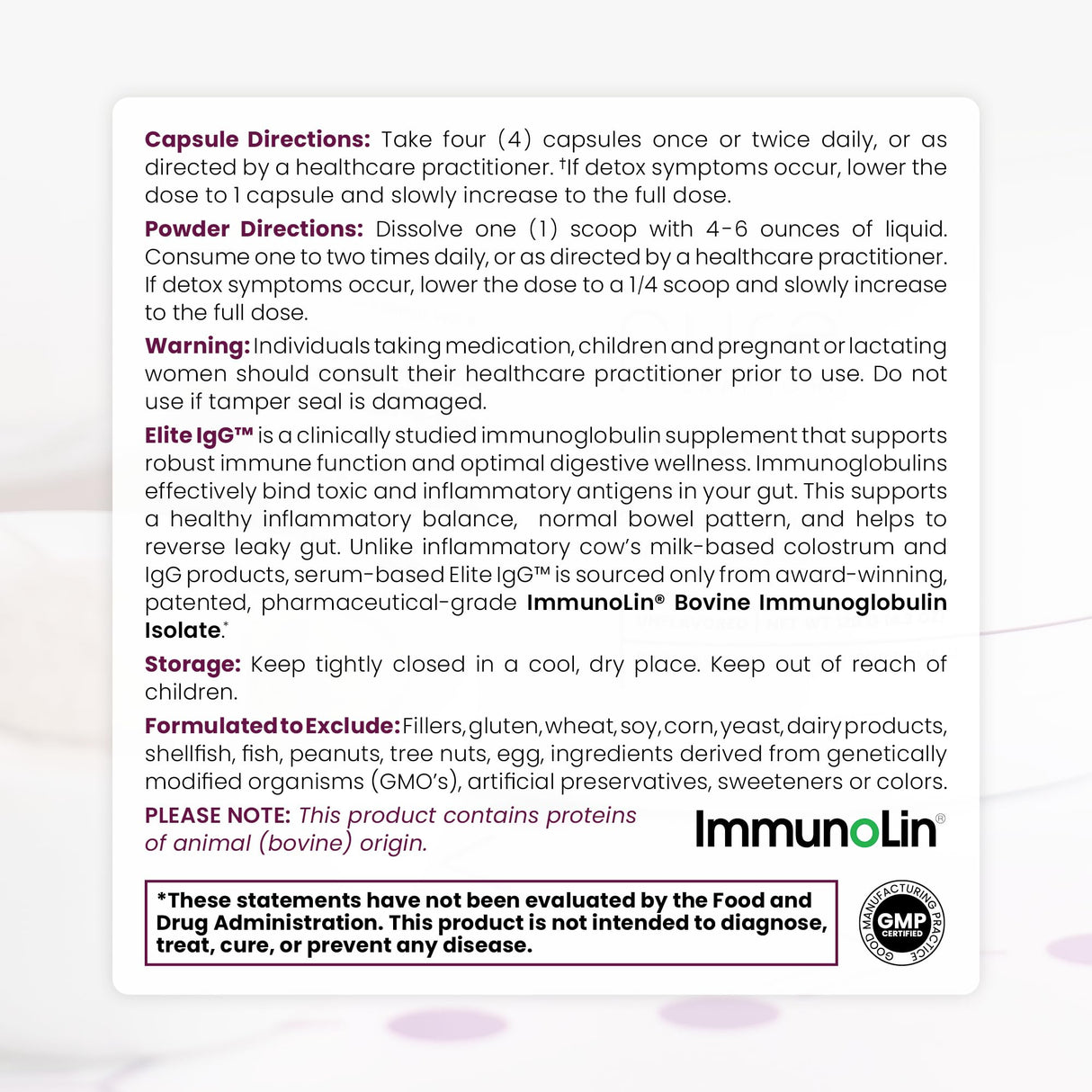 Pure Therapro Rx Elite IgG Immunoglobulin Supplement | 1100+ mg IgG, IGA & IgM Serum Derived Immunoglobulins (SBI) | Colostrum Supplement Alternative | Gluten, Dairy & GMO Free (60 Capsules)