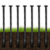 100Pcs 8-Inch Plastic Landscape Edging Spikes, Spiral Anchoring Nails for Weed Barrier, Paver Edging, Landscape Edging, Artificial Turf, Grass Pathways, and More
