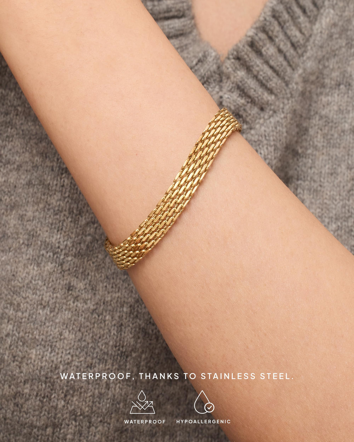 PAVOI 14K Yellow Gold Plated Chunky Chain Adjustable Bracelet for Women | Stainless Steel Lightweight Weave Link Chain Bracelet | 7 Inches + 1.5 Inch Extender
