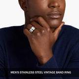 MEDOJO 10 Pcs Men's Stainless Steel Vintage Signet Ring Square Pinky Thumb Chunky Thin Band Ring Vintage Biker Band Rings Set 10