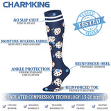 CHARMKING Compression Socks for Women & Men (8 Pairs) 15-20 mmHg Graduated Copper Support Socks are Best for Pregnant, Nurses - Boost Performance, Circulation, Knee High & Wide Calf (L/XL, Multi 54)