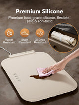 Food Warming Mat, Food Warming Tray with 3 Adjustable Temperature, Full Surface Heating Electric Warming Tray with Auto Shut-Off, Food Grade Silicone Food Warmers for Parties Buffet Countertop (Beige)
