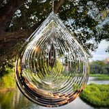 Wind Spinner 3D Water Droplets Shape Highly Reflective Stainless Steel Metal Outdoor Garden Decor, Decorations to Scare Away Yard Birds 12 inch, Birthday Gifts for Mom,Mother's Day,Aunt Gifts