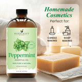 Handcraft Blends Peppermint Essential Oil in Glass Bottle - Huge 16 Fl Oz - 100% Pure and Natural - Premium Grade Essential Oil for Diffuser and Aromatherapy, and DIY Soap Making