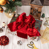 Ribbli Red Velvet Wired Ribbon 4 Inch Metallic Red Gold Crushed Velvet Christmas Ribbon for Gift Wrapping Christmas Tree Decoration Crafts Wreaths Supplies-Continuous 10 Yards