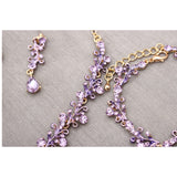 Enrwin 3Pcs Austrian Crystal Jewelry Set for Women, Necklace Dangle Earrings Link Bracelet Jewelry Set with Gold/Platinum/Gun Plated, Wedding Party Jewelry for Bridal Bridesmaid (Violet-Gold Plated)