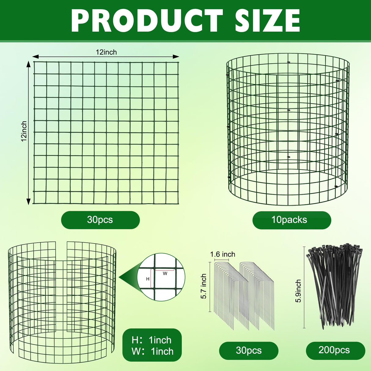 Unves 10 Set Plant Protectors from Animals, 12" x 12" Wire Plant Cages