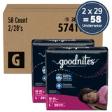 Goodnites Girls' Nighttime Bedwetting Underwear, Size Large (68-95 lbs), 58 Ct (2 Packs of 29), Packaging May Vary
