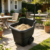 15 Gallon Rolling Garden Cart, Durable Resin Multi-Purpose Yard Cart, Retractable Handle and 7 Inch Wheels, Outdoor Utility Cart for Gardening, Lawn and Home Hauling (Black)