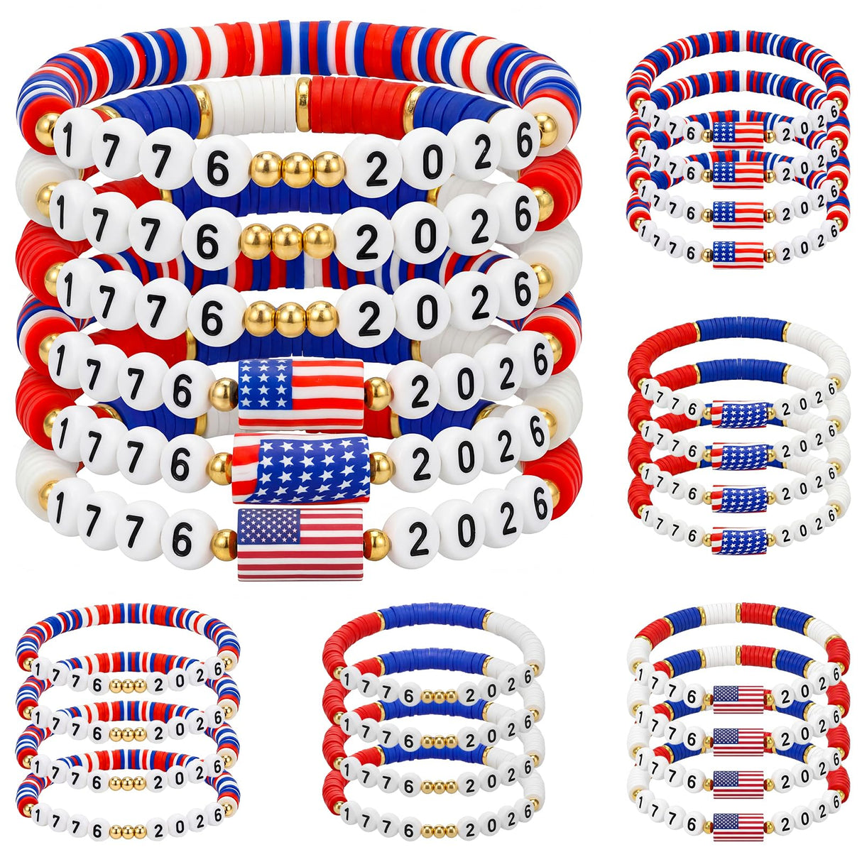 Highergo Patriotic Bracelet Wristband Bulk, 24 Pcs, Fresh