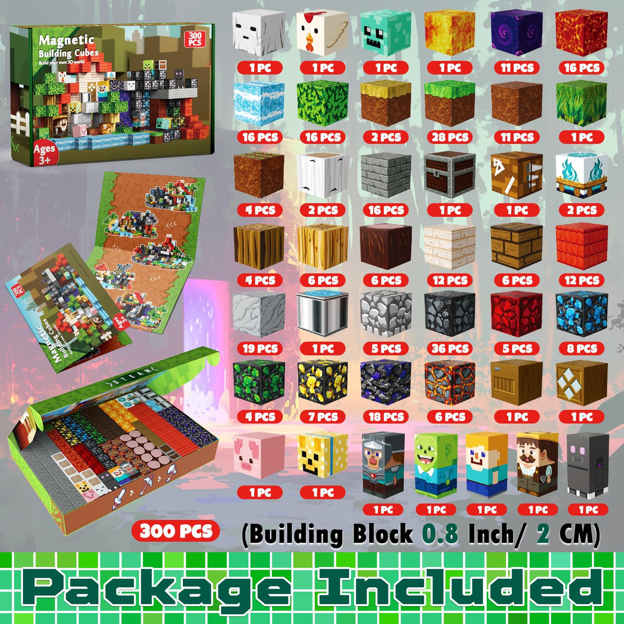 GraceDuck 300 PCS Magnetic Blocks - Magnetic Building Blocks, Stacking Magnets for Kids, Sensory Toy for STEM Montessori Sensory Toys for Kids 3+ Boys and Girls Christmas Birthday Gifts