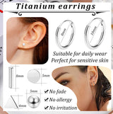 Staligue Titanium Earrings Set - 6 Pairs, Hypoallergenic, Silver