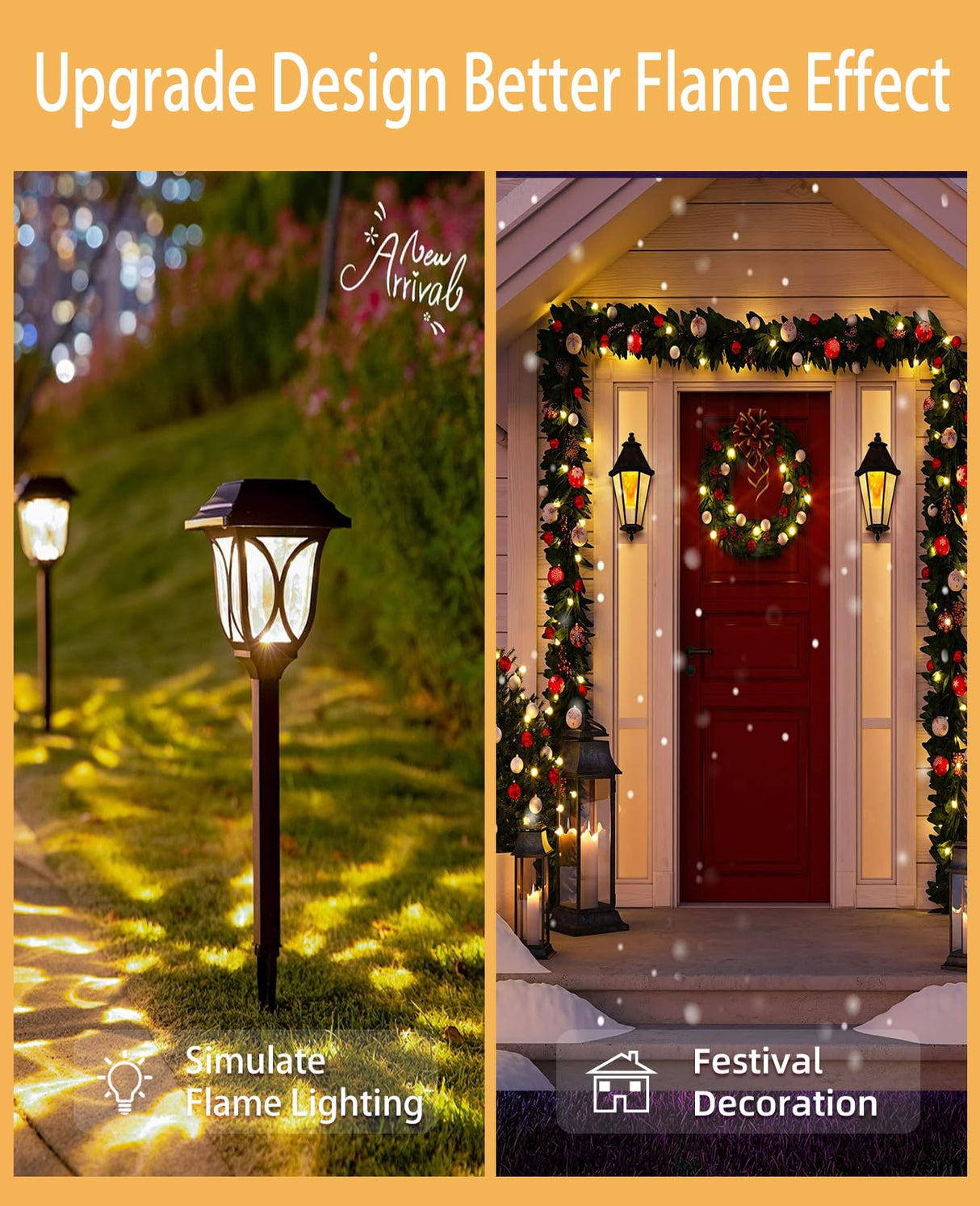 BHCORNER [Upgraded] LED Flame Effect Light Bulbs - Halloween Decorations Outdoor Light Bulb,E27 Base Christmas Flickering Light Bulbs Outdoor,Halloween Decorations Night fire Light Bulb (4 Pack)