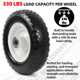 AR-PRO (2-Pack) 12" Flat-Free Solid Tire and Wheel, with 3-3/4" Centered Hub & 1" Bore, Fits 25mm Axle Shaft, Replacement Heavy-Duty Trailer Dolly & Utility Cart Wheel Set