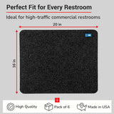 Hygomat Disposable Urinal Mats, Time Monitor, Non-Slip Adhesive, Case of 6, Charcoal, Made in the USA