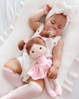 LeyaDoll Soft Baby Doll Toys (12''), My First Baby Rag Doll for 1 Year-Old Girl Birthday Gift, Christmas Plush Toys Gift for Toddler Kids Infants -FloraBelle(Pink)