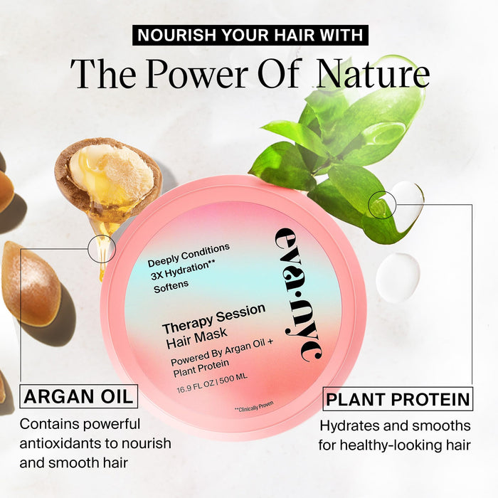Eva NYC Therapy Session Hair Mask | Deep Conditioning Hair Mask | Made With Argan Oil and Plant Protein To Hydrate Hair | 16.9 fl oz