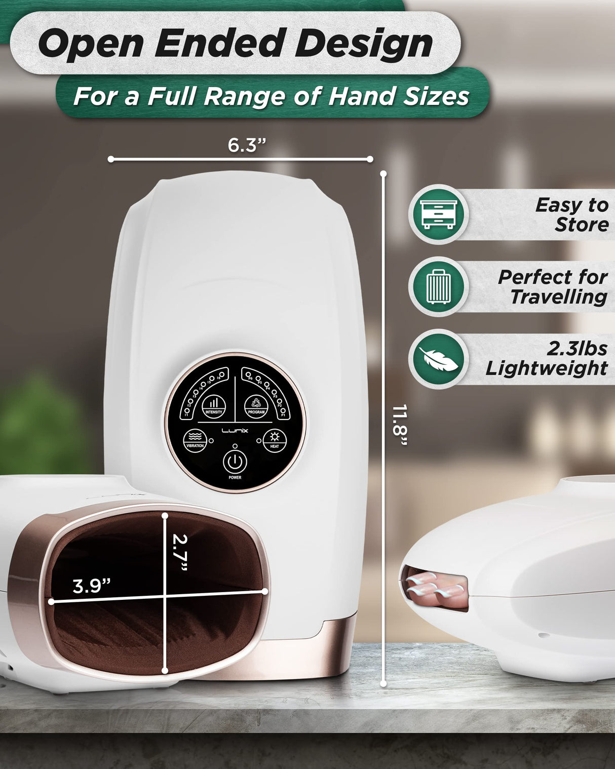 Lunix LX3 Hand Massager, FSA HSA Eligible, Shiatsu Hand Massage Machine with Heat and Compression, 6 Levels Pressure Point Therapy for Arthritis, Carpal Tunnel, and Finger Numbness, Pain Relief
