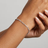 TOPCRED 925 Sterling Silver 3mm Figaro Chain Bracelet for Women 7 Inches
