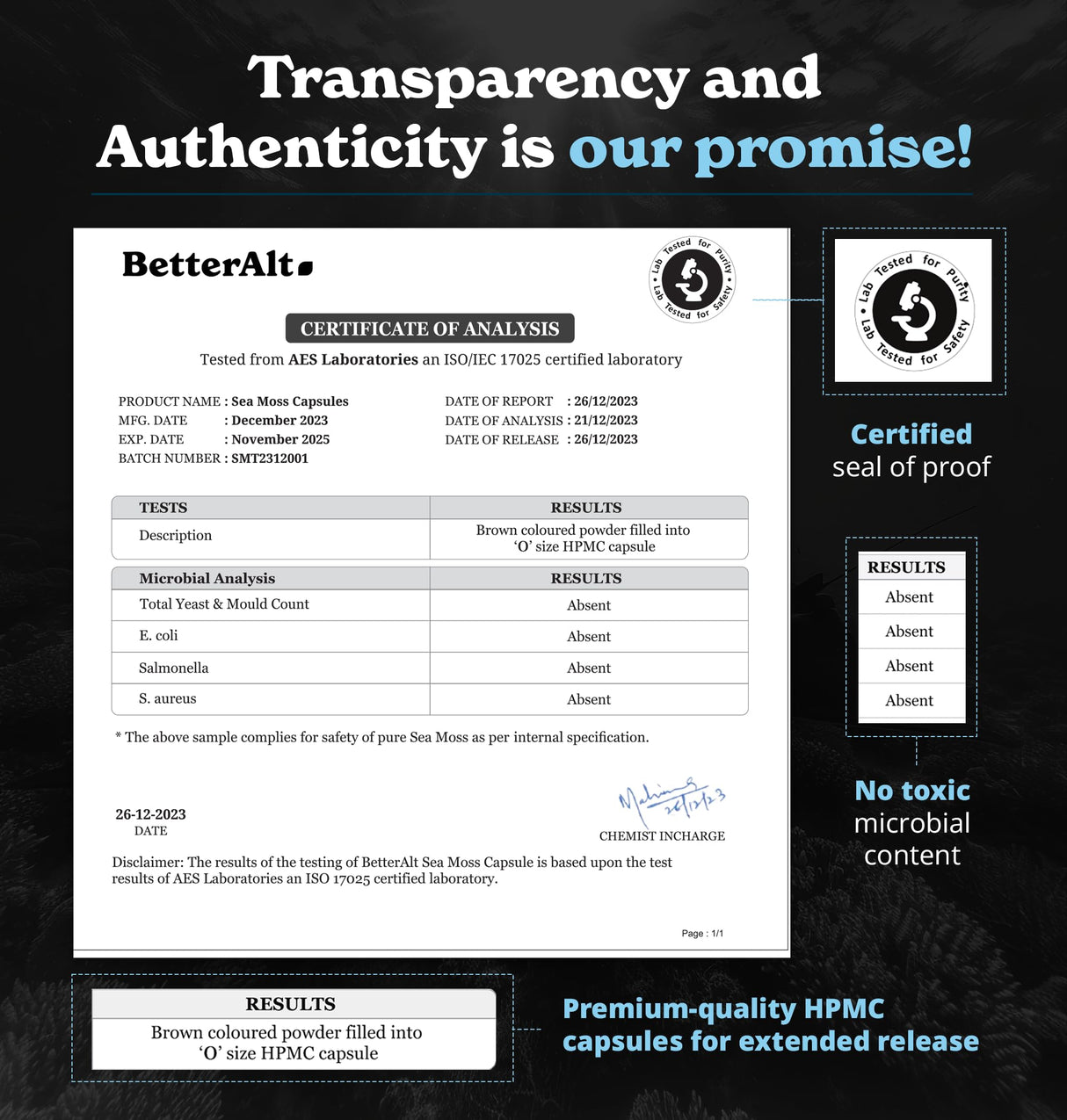 Better Alt Seamoss Capsules- Irish Sea Moss with Black Seed Oil, Ashwagandha & Black Pepper for Stamina, Strength & Endurance- High Potency Sea Moss Supplement - 60 Servings, 120 Capsule