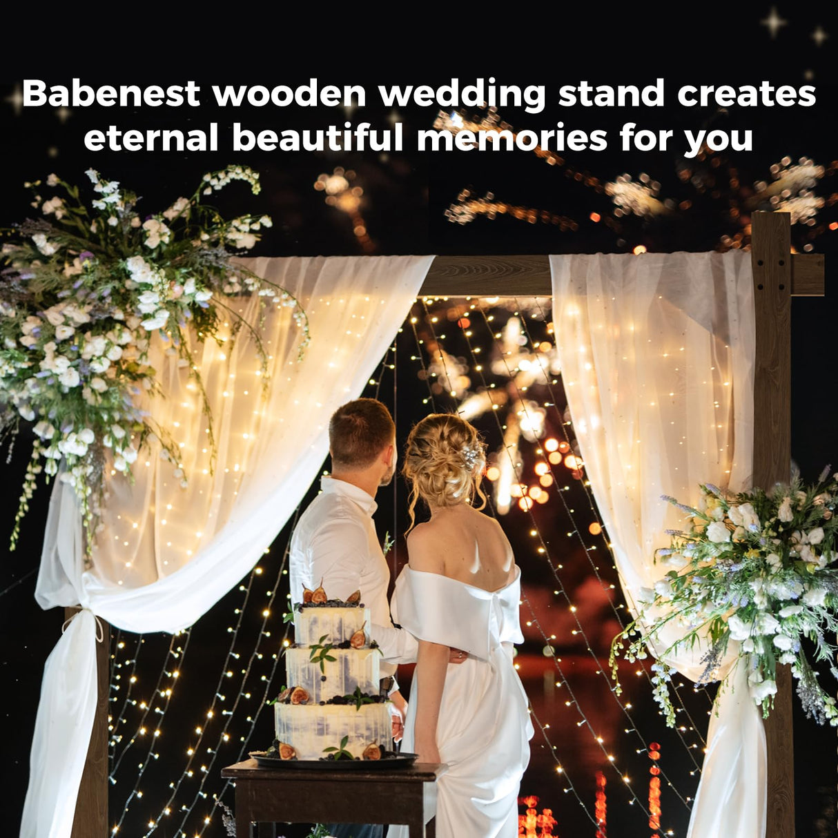 Babenest 7.38FT Square Wooden Wedding Arch Backdrop Stand for Party
