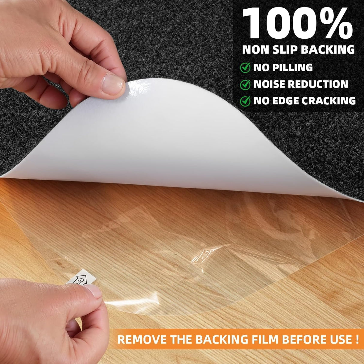 HomeMall Hardwood and Tile Floor Office Chair Mat, 48" x 36" Computer Gaming Rolling Chair Mat, Non-Slip Low-Pile Floor Protector, Under Desk Mat for Rolling Chair, Black Lip