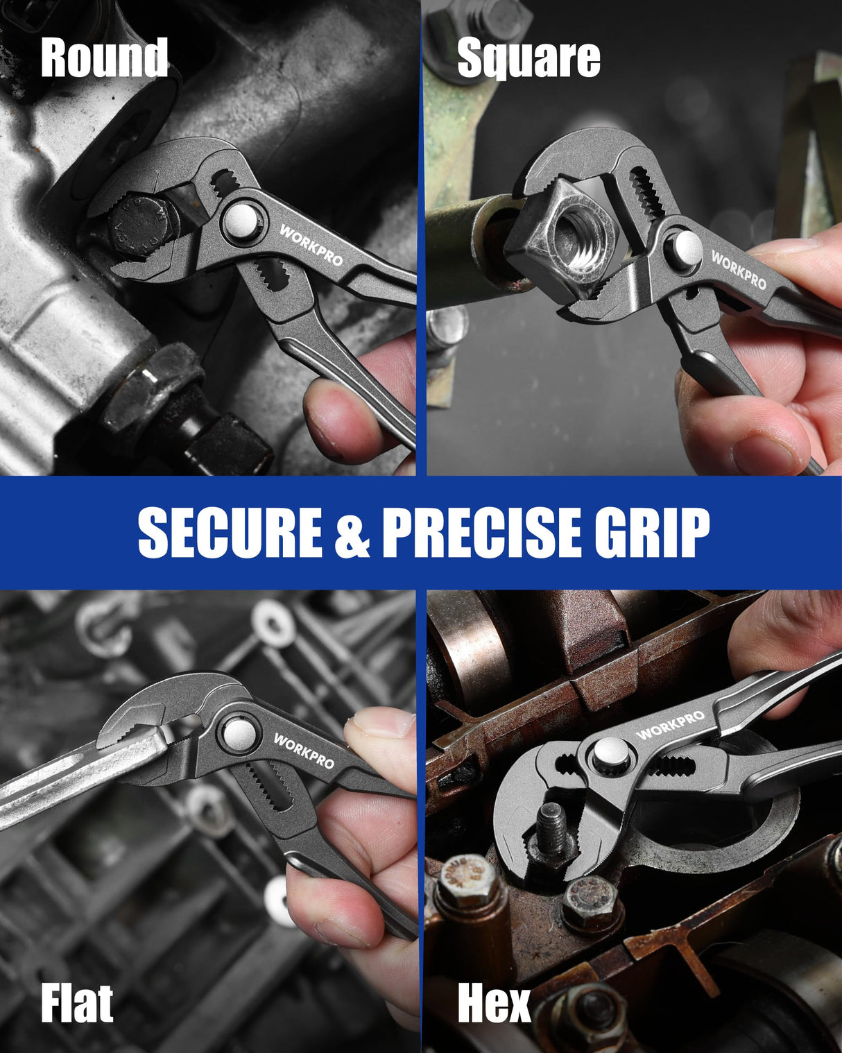 WORKPRO Mini Water Pump Pliers, 4-Inch Groove Joint Pliers, Fast Adjustable Tongue and Groove Plier with 15-Position Push-Lock, V-Jaw for Multi-Surface Grip, EDC Plier for Tight Spaces & Versatile Use