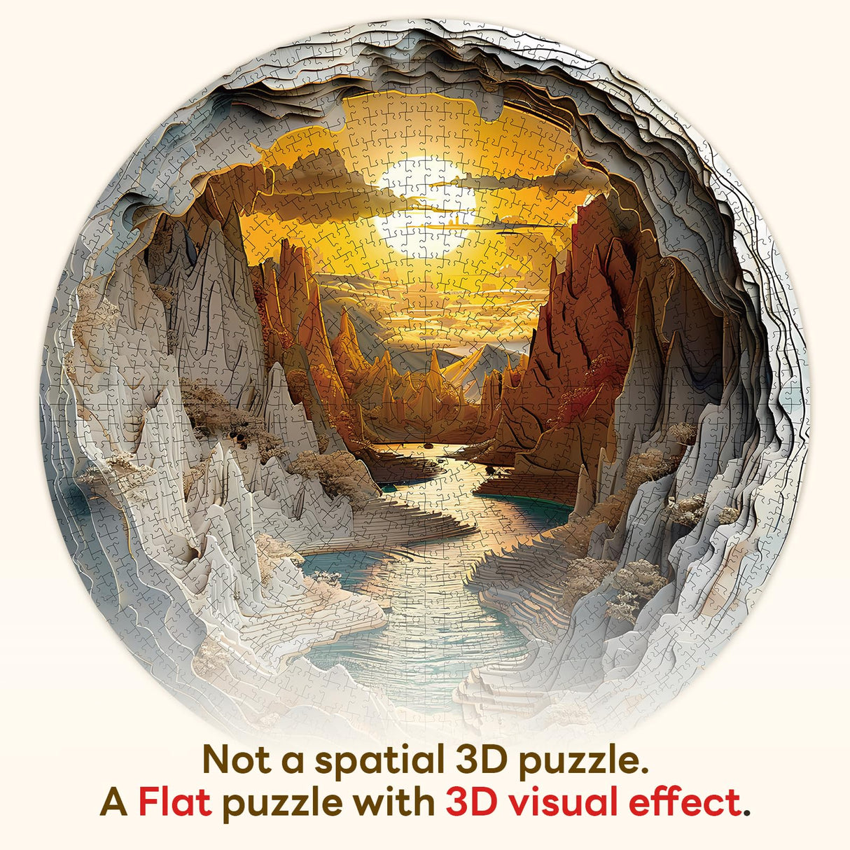 1000 Pieces Jigsaw Puzzle for Adults–3D Sunset Canyon, 26.6 x 26.6in Impossible Difficult Hard Challenging Jigsaw Puzzles, Perfect Christmas Birthday Party Home Decor Gift