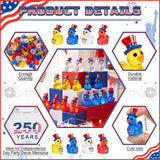 Skylety 96 Pcs 250th Anniversary Patriotic Resin Ducks USA 4th of July Independence Day Party Decor Luminous Duck Figure Garden Potted Miniature Cake Decor Craft Charms Collector Veteran Souvenir