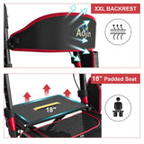 Walkers for Seniors, Rollator Walker with Seat, 350 lb Weight Capacity, 18" Big Seat, 8" All-Terrain Wheels, 6-Level Adjustable Height, Lightweight Aluminum Frame Rollator Walkers for Seniors (Red)