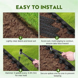 No Dig Landscape Edging 33FT, 4-Inch Plastic Edging, 100 Spikes & Hammer