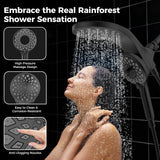 Newfinde High Pressure Rain Shower Head with Handheld Spray Combo: Detachable Dual Shower Head with 10 Sprays Modes - Upgrade Knob Spray Mode Selector and Magnetic Guidance Docking System