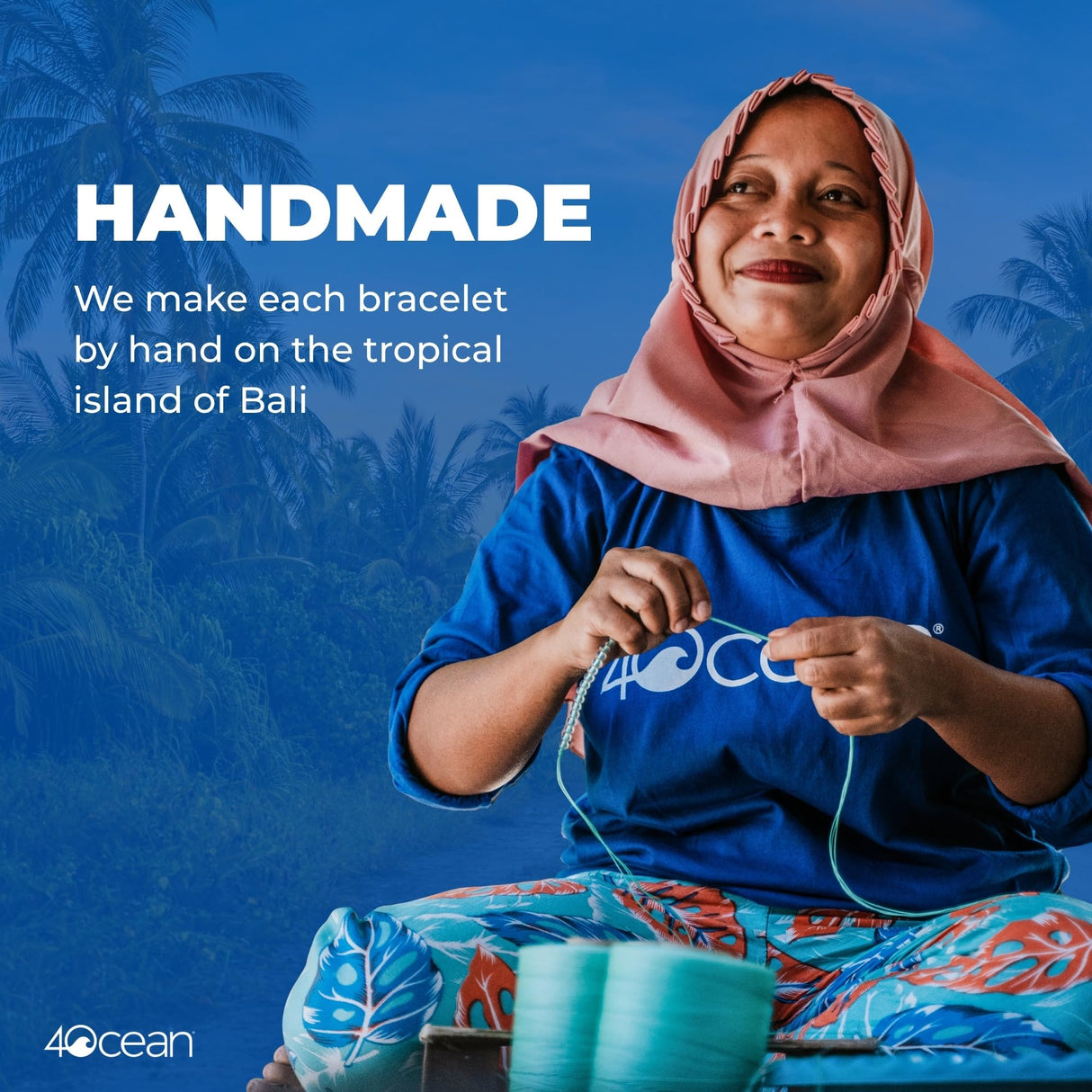4ocean Signature Beaded Bracelet - Removes 1 Pound of Ocean Plastic - Adjustable, Unisex, Handcrafted from Recycled Materials - Eco-Friendly Ocean Cleanup Jewelry