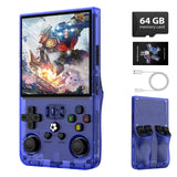 R36MAX Retro Handheld Game Console,64GB Open Source System Support 30+ Emulator Console,4.0 Inch IPS Screen Retro Gaming Console,4000mAh Battery,Portable Video Game Console for Christmas (Blue)