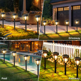 DERAYSION 12 Pack Solar Lights Outdoor, Solar Pathway Lights Auto On/Off Waterproof Garden Landscape Lighting for Path, Yard, Walkway, Driveway Decor