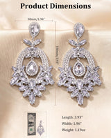 XSBODY Costume Silver Large Rhinestone Earrings Dangling Trendy Bling Oversized Statement Earrings For Women Formal (Silver-01)