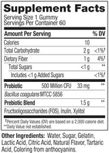 OLLY Probiotic + Prebiotic Gummy, Digestive Support and Gut Health, 500 Million CFUs, Fiber, Adult Chewable Supplement for Men and Women, Peach, 60 Day Supply - 60 Count