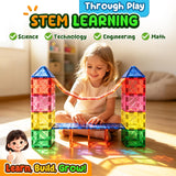 Soyee Magnetic Tiles Toddler Toys Games Sensory Toys for Toddlers 3-4 Magnetic Blocks for Kids Age 3-5 4-8 Outdoor Toddler Activities Preschool Building Learning Toys