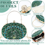 Quelay 4 Pcs Purse Rhinestone Jewelry Set Women,Classic,Peacock Green