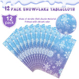 12Pack Winter Snowflake Plastic Tablecloth Decorations, Blue and Purple Snowflake Winter Wonderland Disposable Table Cover for Christmas Holiday New Year Party Supplies Decorations, 54x108 Inch