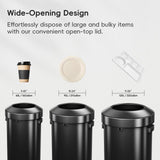 EKO Urban 32 Gallon Round Black Stainless Steel Open Top Waste Bin, Tall Commercial Trash Can for Indoor/Outdoor, Extra Large Metal Garbage Bin for Office, Restaurant, Restroom,120L