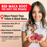 Maju Superfoods Organic Red Maca Root Capsules 120ct - Women Focused Curve Enhancement Nutrition Booster Pills, Gain for Thighs, Powder in Pill Supplement
