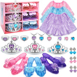 Princess Dress Up for Girls - Toddlers Clothes with Skirts, Shoes, Crown & Play Jewelry, Princess Costume Toys for Girls Age 3,4,5,6 Year Old, Kids Shoes Role Play Gift Idea for Birthday Christmas
