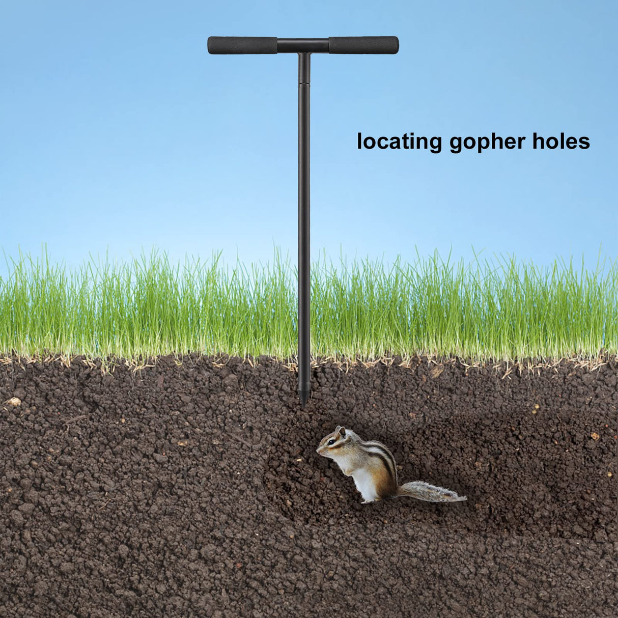 Soil Probe Rod, 48inch Adjustable Ground Rod with T-Handle - Metal Soil Probe for Plumbing Tool, Locating Septic Tank, Landscaping Garden Tool
