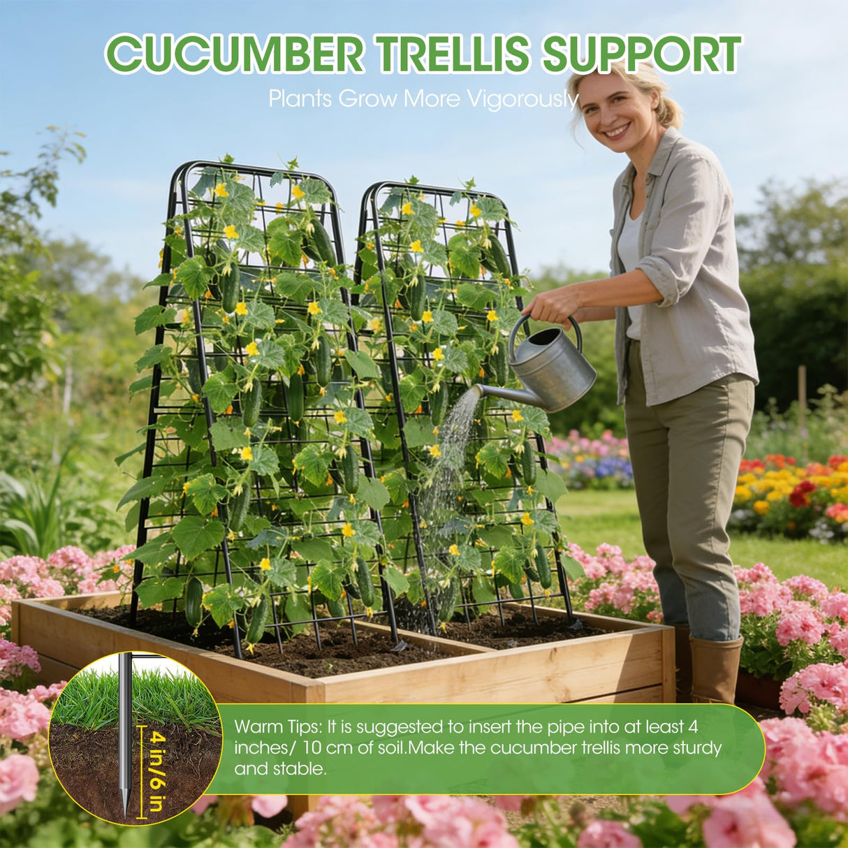 Heavy Duty Cucumber Trellis, 50" x 17" A-Frame Garden Trellis.1Pack