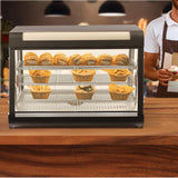 Countertop Food Warmer,Three Tier Commercial Warmers for Food Display, Glass case, with LED Lighting Removable Shelves Pastry for Buffet Restaurant L35'' x W19'' x H25''