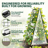 Heavy Duty 2 Pack 50"x17" Adjustable A-Frame Trellis for Climbing Plants Outdoor, Metal Rust-Proof Garden Trellis, Dense Grid Climbing Frame Trellis for Raised Beds, Cucumber, Tomatoes Outdoor
