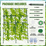 STFALI 63"H x 47"L Cucumber Trellis for Raised Bed, Adjustable Garden Trellis for Climbing Plants Outdoor with Climbing Net and Plant Support Clip, A-Frame Trellis for Vegetable, Cucumbers, Tomatoes