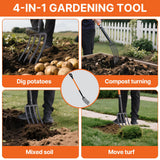 KOLEIYA 4-Tine Garden Fork,Heavy Duty Pitch Fork for Gardening,Digging Fork and Spading Fork for Loosening Soil,Compost Fork with Fiberglass Handle,45 Inch